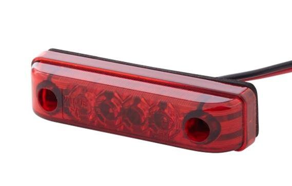 Lampa de semnalizare poziție cu LED HELLA 2TM 357 010-111, 0.4W, 65x11 mm, cablu 150 mm, lentilă roșie